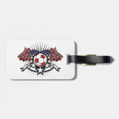 アメリカ愛国的サッカーデザインアメリカ国旗のサッカー ラゲッジタグ (裏面横)