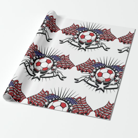 アメリカ愛国的サッカーデザインアメリカ国旗のサッカー ラッピングペーパー (アンロールド)