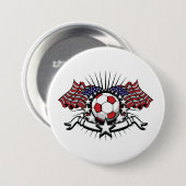 アメリカ愛国的サッカーデザインアメリカ国旗のサッカー 缶バッジ (正面&裏面)