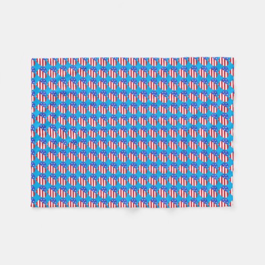 アメリカ愛国的スターストライプズハート米国国旗 フリースブランケット (正面(横))