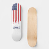 アメリカ愛国的ドリップ国旗の名前をカスタムする スケートボード (正面)