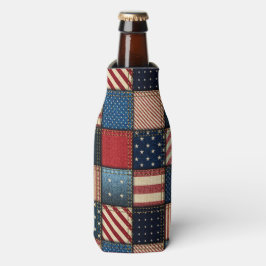 アメリカ愛国的パッチワーク画像 ボトルクーラー