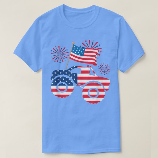 アメリカ愛国的モンスタートラック7月4日 Tシャツ (デザイン正面)