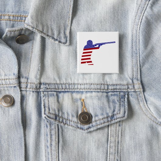 アメリカ愛国的ライフル射撃、 発砲 缶バッジ (インサイチュ)