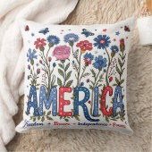 アメリカ愛国的ワイルドフラワー7月4日USA クッション (ブランケット)