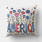 アメリカ愛国的ワイルドフラワー7月4日USA クッション (裏面)