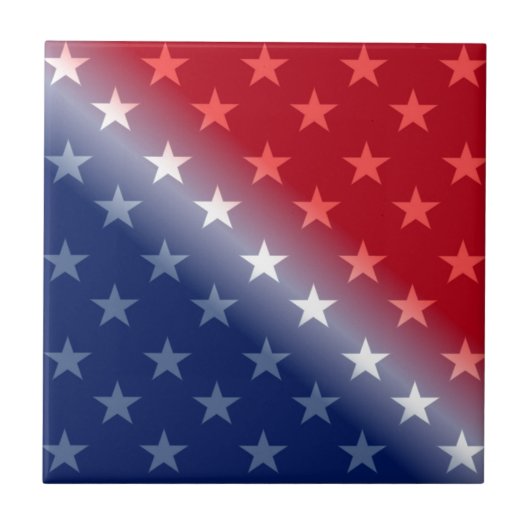 アメリカ愛国的赤白青 タイル (正面)