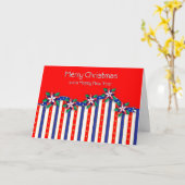 アメリカ愛国的軍隊クリスマスポインセチア カード (黄色い花)