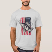 アメリカ愛国的魚釣り7月4日Tシャツ Tシャツ (正面)