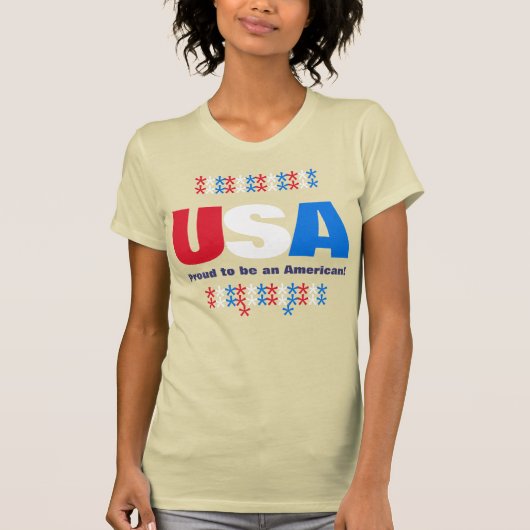 アメリカ愛国的50スター赤白青 Tシャツ (正面)