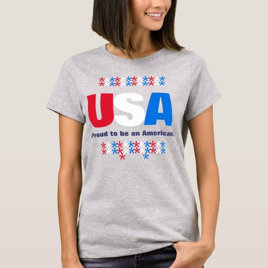 アメリカ愛国的50スター赤白青 Tシャツ (正面)