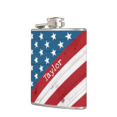 アメリカ愛国的7月4日素朴ウッドアメリカ国旗 フラスク (左)