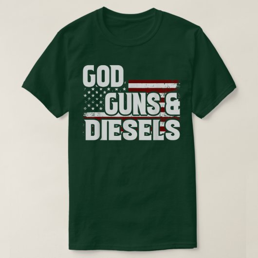 アメリカ愛国神の銃とダイエットのアメリカ国旗F Tシャツ (デザイン正面)