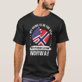 アメリカ愛国者ノルウェー旗 アメリカ系ノルウェー人 Ro Tシャツ (正面)