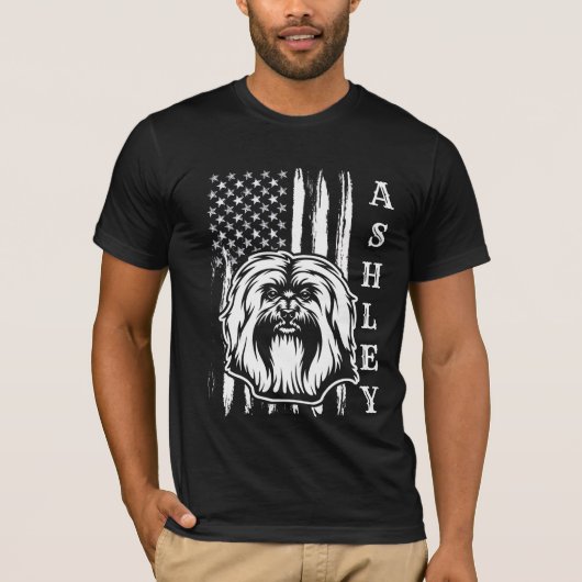 アメリカ愛国者ハバニーズ犬USペット Tシャツ (正面)