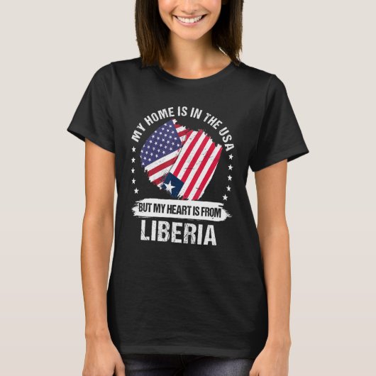 アメリカ愛国者リベリア国旗アメリカのリベリアRo Tシャツ (正面)