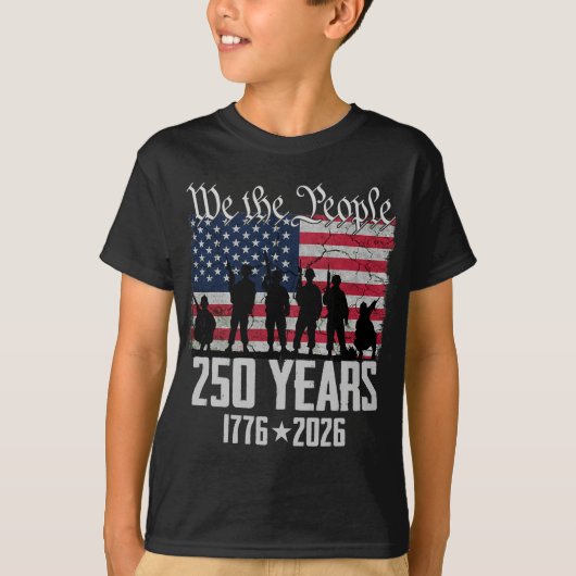 アメリカ愛国者250周年記念 250年 7月4日 Tシャツ (正面)