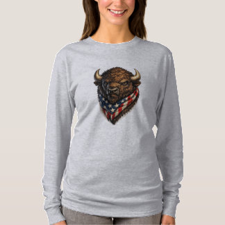 アメリカ愛国者 バッファロー ヘッド グラフィック Tシャツ