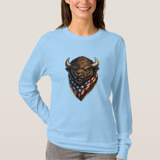 アメリカ愛国者 バッファロー ヘッド グラフィック Tシャツ