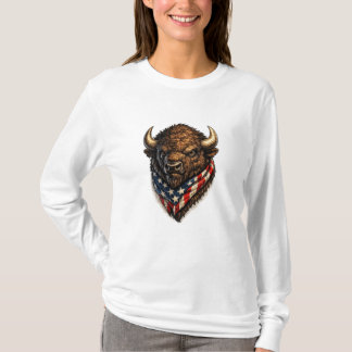 アメリカ愛国者 バッファロー ヘッド グラフィック Tシャツ