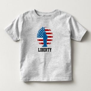 アメリカ愛国自由の女神の丸い旗 トドラーTシャツ