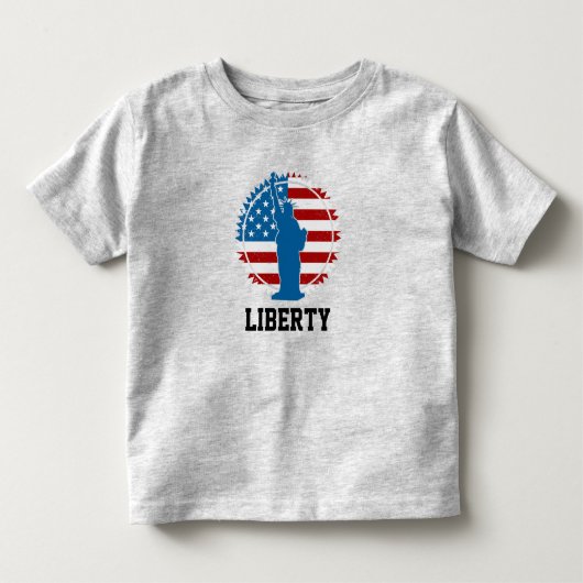 アメリカ愛国自由の女神の丸い旗 トドラーTシャツ (正面)
