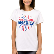 アメリカ愛国花火7月4日Tシャツ