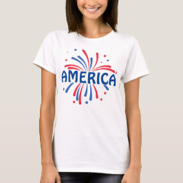 アメリカ愛国花火7月4日Tシャツ Tシャツ