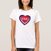 アメリカ愛国赤白青ハートお祭り7月4日 Tシャツ (正面)