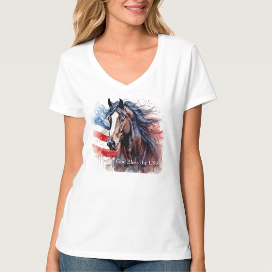アメリカ愛国馬を祝福せよ Tシャツ (正面)