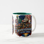 アメリカ愛国250周年7月4日祝祭T2枚 ツートーンマグカップ (正面右)