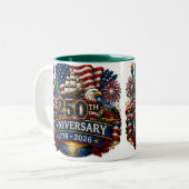 アメリカ愛国250周年7月4日祝祭T2枚 ツートーンマグカップ (正面左)