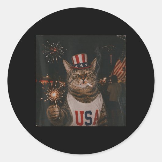 アメリカ愛猫250周年 4th July ヴィンテージ ラウンドシール (正面)