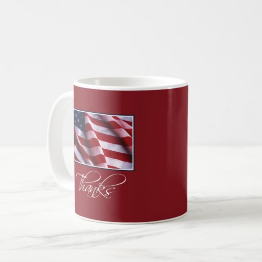 アメリカ感謝してい赤愛国国旗 コーヒーマグカップ (正面左)