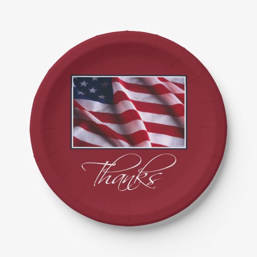 アメリカ感謝してい赤愛国国旗 ペーパープレート (正面)