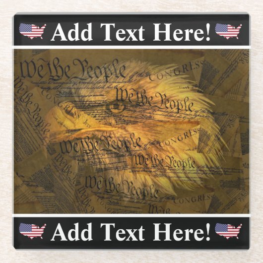 アメリカ憲法ハゲ・イーグル・ガラス・コースター ガラスコースター (正面)