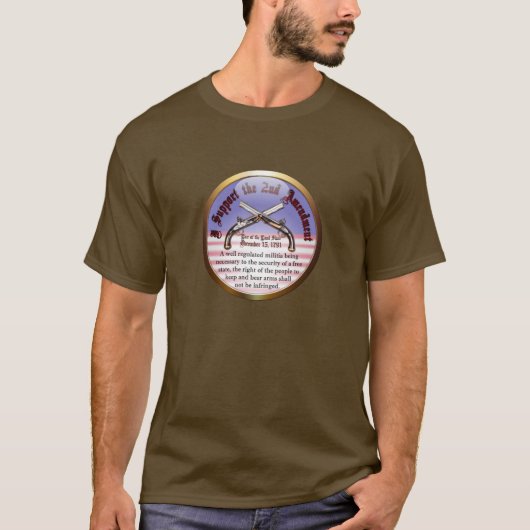 アメリカ憲法修正第2条を支持します Tシャツ (正面)