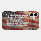 アメリカ憲法修正第2条 タイポグラフィ rustic US フラグ iPhoneケース (裏面横)