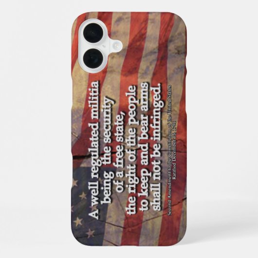 アメリカ憲法修正第2条 タイポグラフィ rustic US フラグ iPhoneケース (裏面)