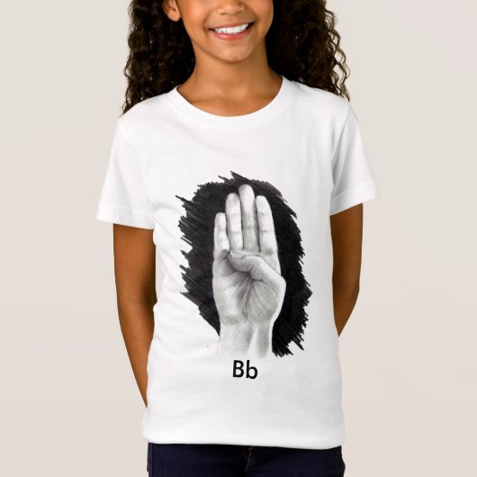 アメリカ手話の手紙"B " Tシャツ (正面)