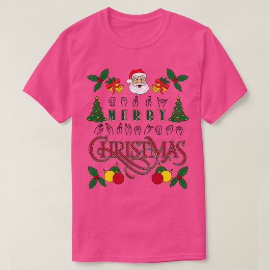 アメリカ手話のquotMerry Christmasquot Tシャツ (デザイン正面)