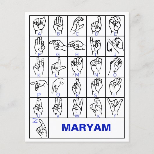 アメリカ手話アルファベット学、ミュートASL チラシ (正面)