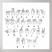 アメリカ手話アルファベット手札シンボルや象徴ポスター ポスター (正面)