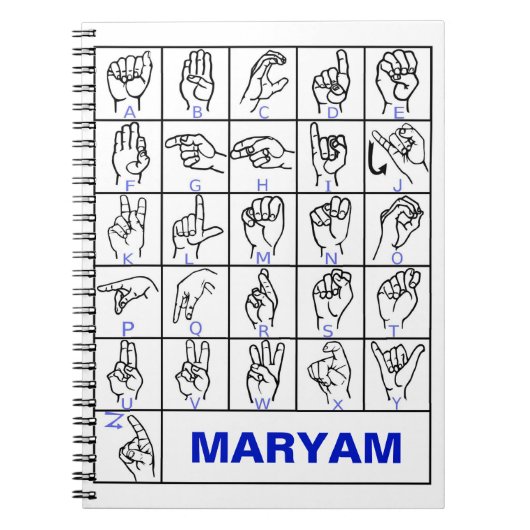 アメリカ手話アルファベット ノートブック (正面)