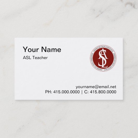 アメリカ手話先生 名刺 (裏面)