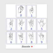 アメリカ手話学ASL Numbersスタンプ シール (シート)