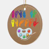 アメリカ手話新学期ASL セラミックオーナメント (左)