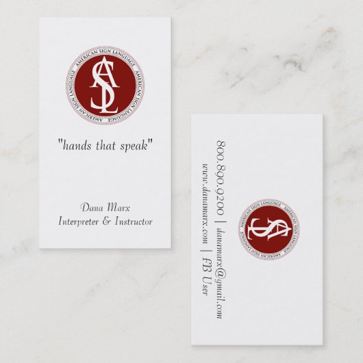 アメリカ手話通訳モノグラム 名刺 (正面/裏面)