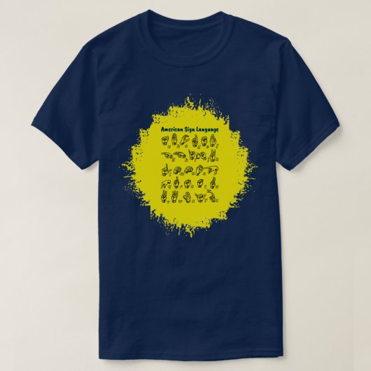 アメリカ手話5 Tシャツ (デザイン正面)