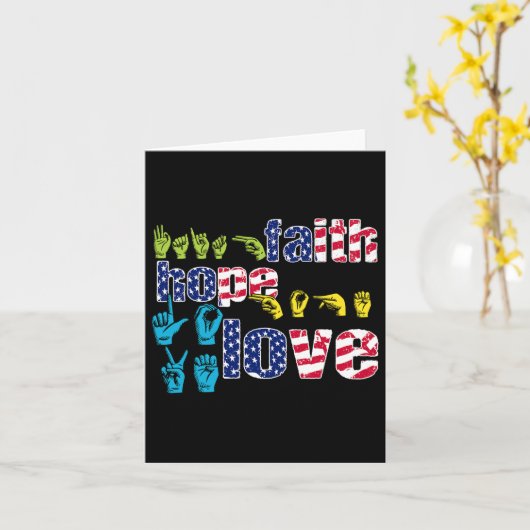 アメリカ手話 ４月４日 信仰 希望 カード (黄色い花)